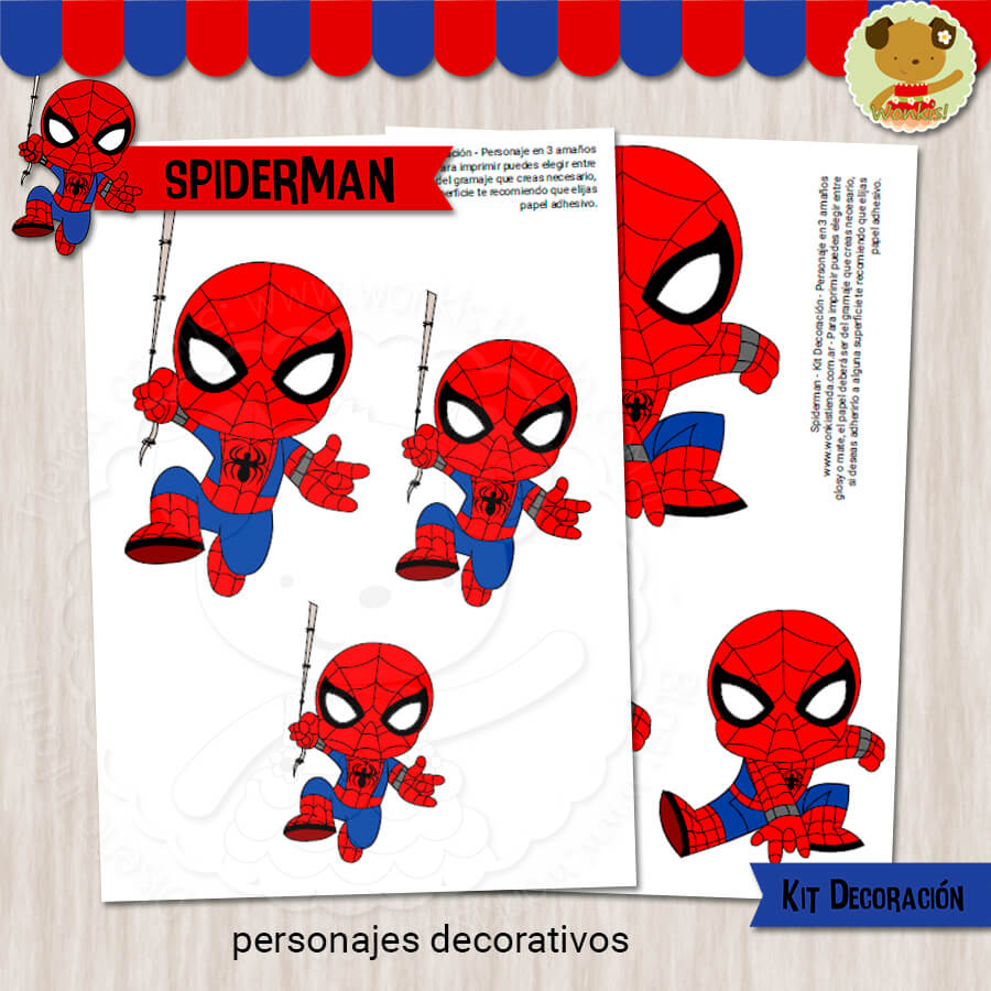Plantilla de fiesta de cumpleaños de superhéroe Spiderman Chibi para  imprimir